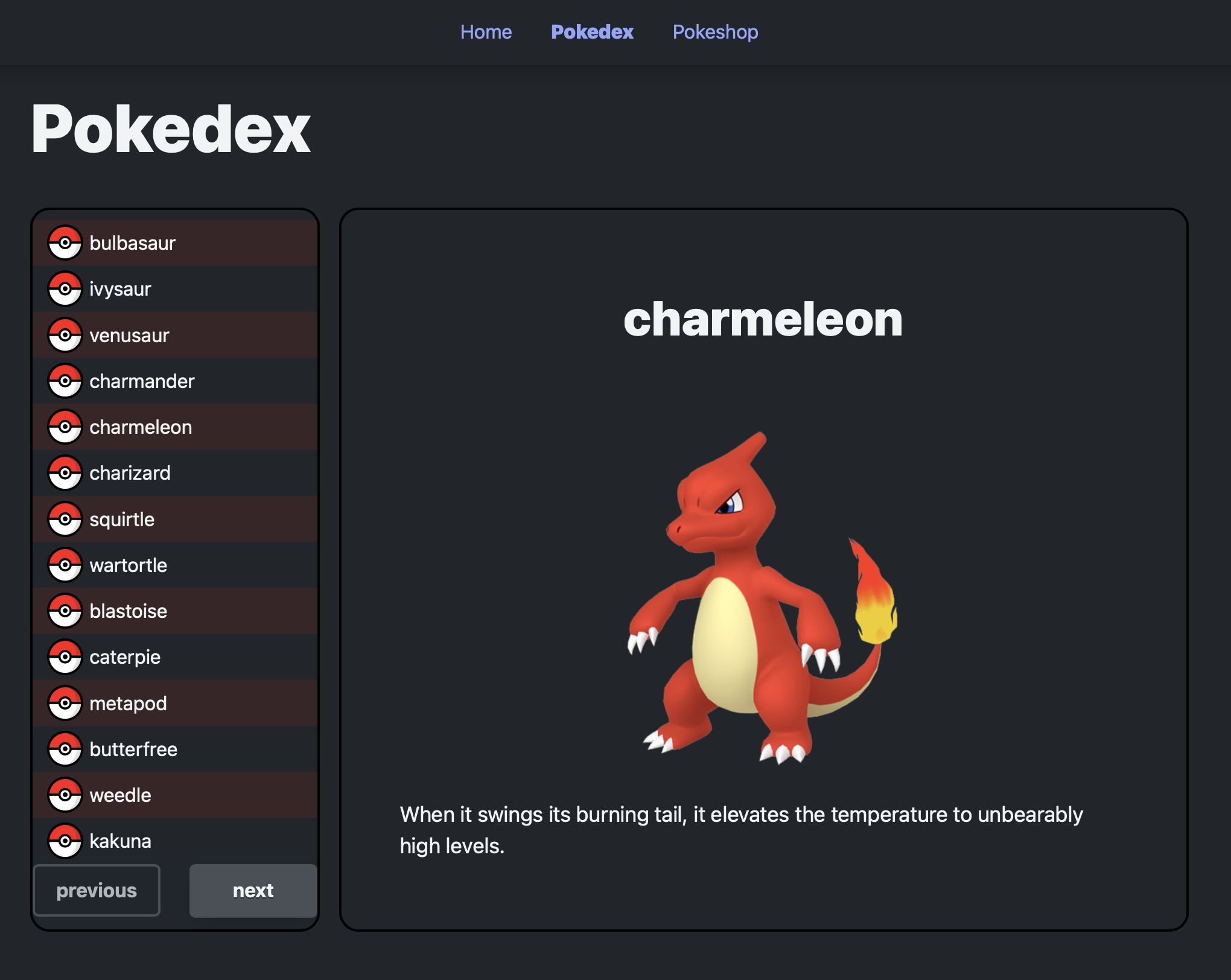 Leptos tech demo pokedex page