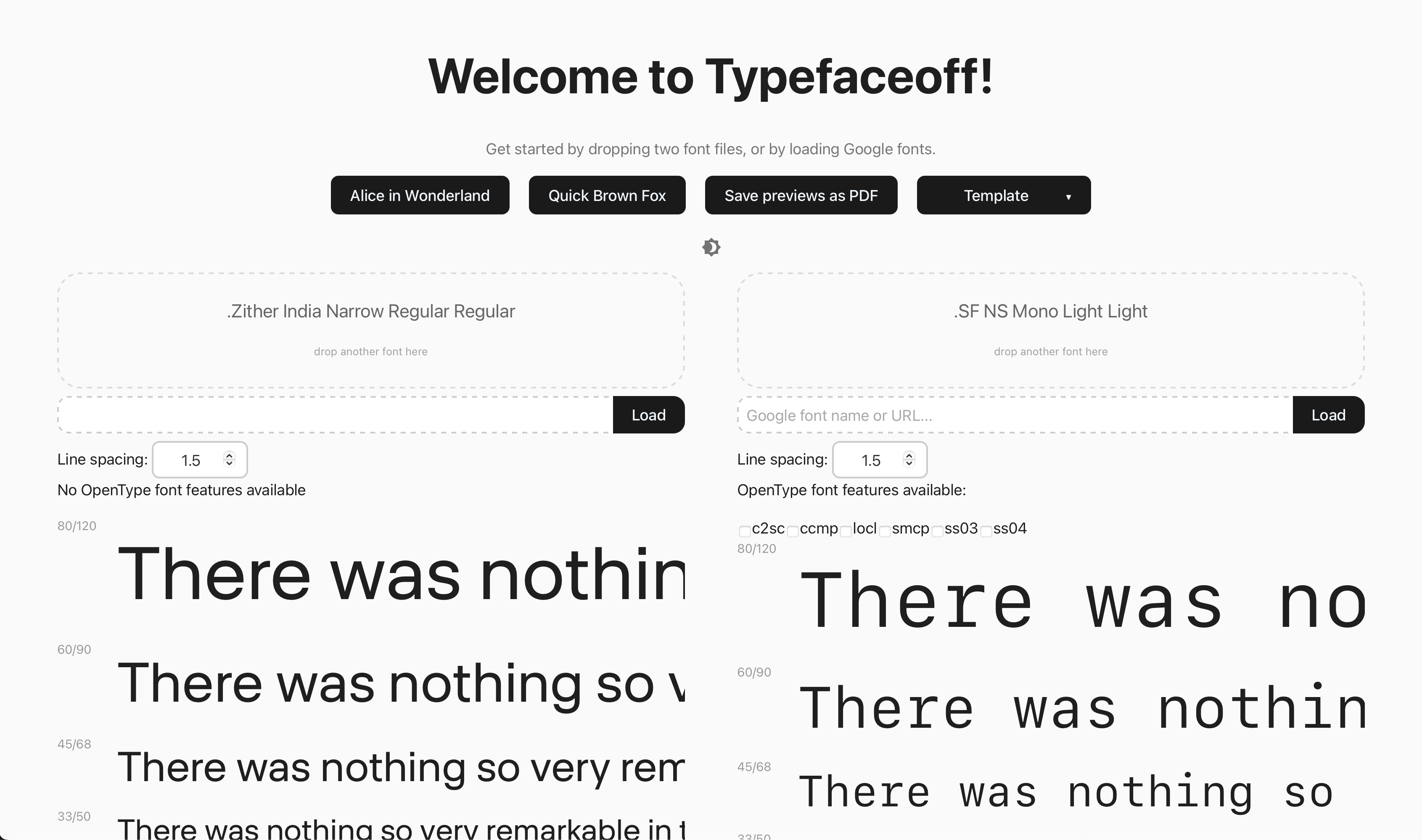 Typefaceoff home page